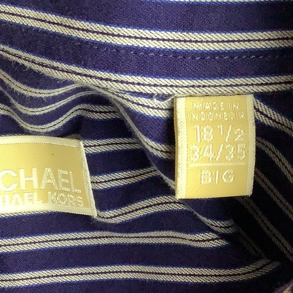 Michael Kors button up shirt Blue and white striped Men’s 18.5 34/35 Big EUC. - Picture 11 of 13